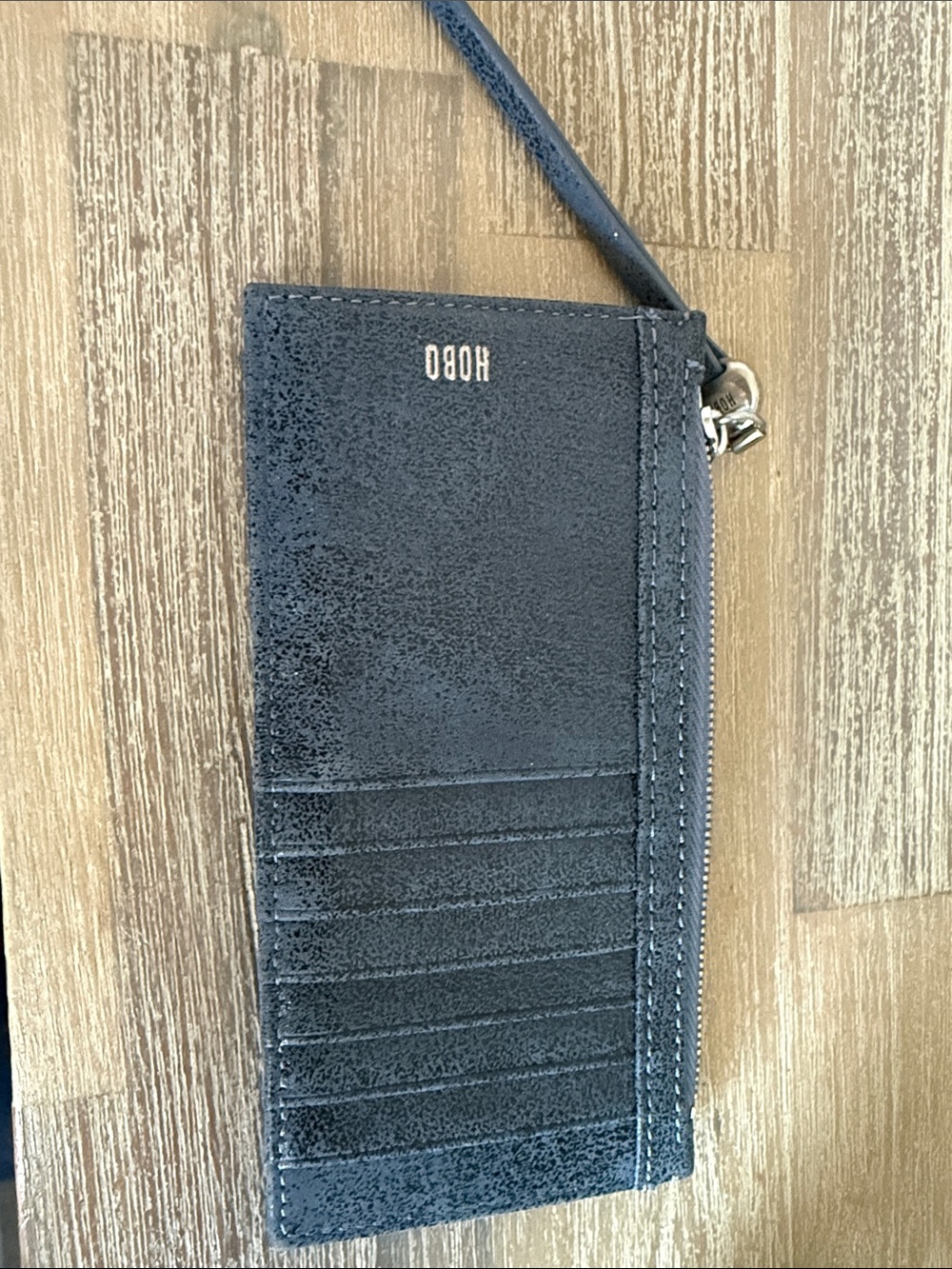 HOBO Women’s Denim Blue Sueded Leather Card Case
